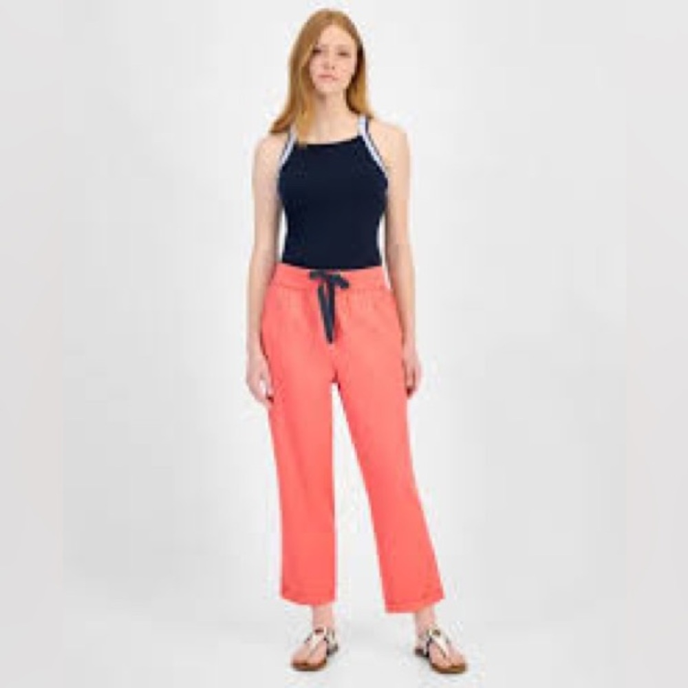 Tommy Hilfiger Pants NWT Size Large Cropped Pull On Utility Travel loungewear